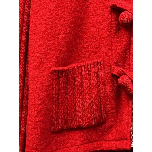 Coldwater Creek Cable Knit Cardigan Womens Large Red Wool Knit Full Zip Pockets - Picture 7 of 10